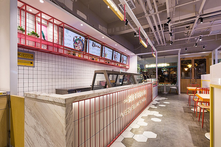 面馆特色小吃地方特产中式风格300㎡ 吧台 就餐区 大厅 走廊